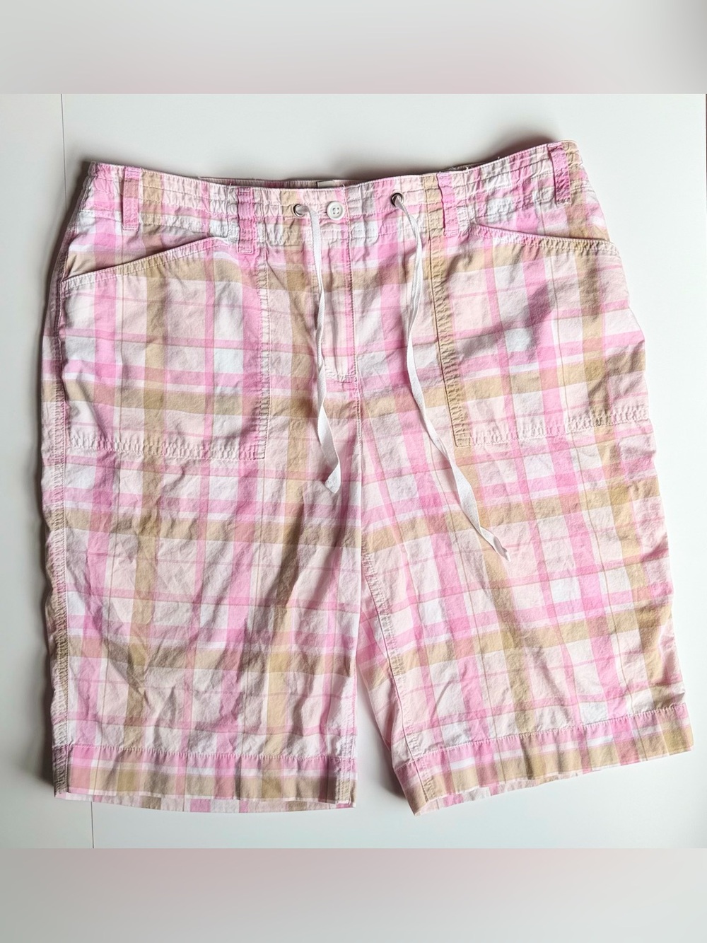 Jones New York Sport Pink Plaid Bermuda Shorts Womens Size 12